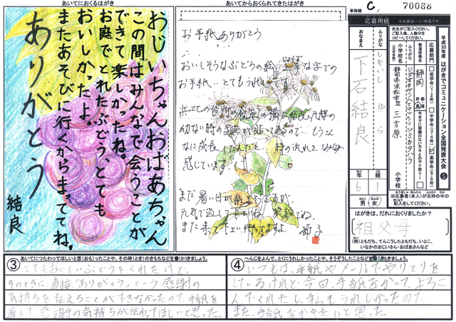 Ｃブロック優秀賞　静岡県　浜松市立三方原小学校　６年　下石　結良