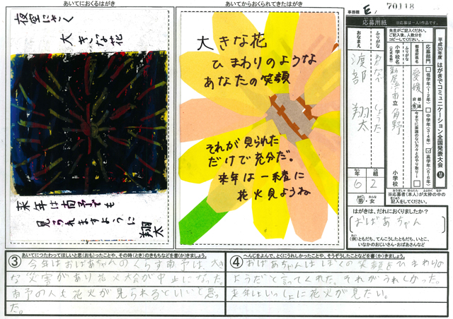 審査員特別賞　愛媛県　新居浜市立角野小学校　６年　渡部　翔太