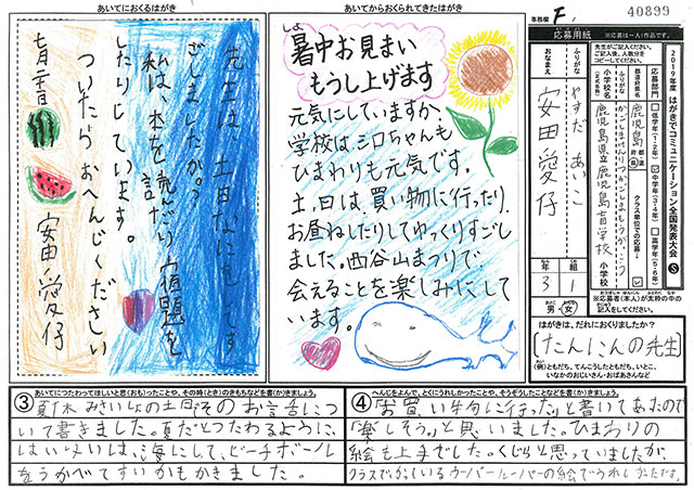 審査員特別賞　鹿児島県　鹿児島県立鹿児島盲学校(小学部)　３年　安田　愛仔