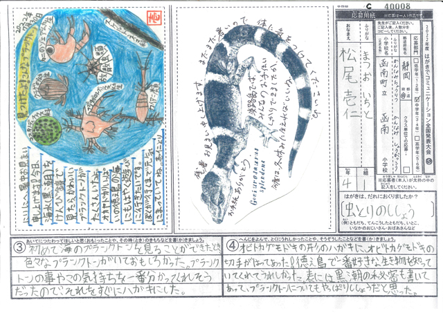 総務大臣賞・Ｃブロック最優秀賞　静岡県　函南町立函南小学校　４年　松尾　壱仁