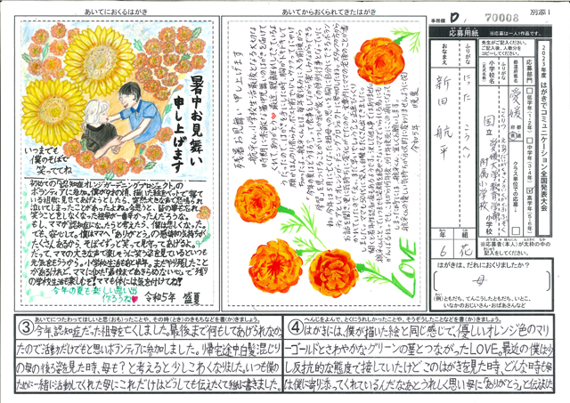 Ｄブロック優秀賞　愛媛県　国立大学法人愛媛大学教育学部附属小学校　６年　新田　航平